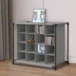 Living And Home 16 Grids Grey Shoe Storage Cabinet Cube Shoe Organizer Display Shelf - thumbnail 3