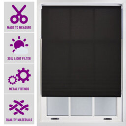 Furnished Made To Measure Day Light Roller Blinds With Metal Fittings - Black Blind For Home And Office (W)150Cm (L)210Cm - thumbnail 1