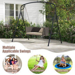Costway Patio Metal Swing Stand Heavy-Duty A-Shaped Porch Swing Frame W/ Double Side Bar - thumbnail 8