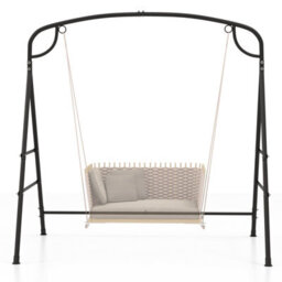 Costway Patio Metal Swing Stand Heavy-Duty A-Shaped Porch Swing Frame W/ Double Side Bar - thumbnail 1