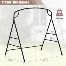 Costway Patio Metal Swing Stand Heavy-Duty A-Shaped Porch Swing Frame W/ Double Side Bar - thumbnail 2