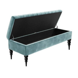150Cm Sierra Striped Naples Upholstered Ottoman Storage Bench With Black Turned Wooden Legs - Grey Shoes Storage Bench - thumbnail 2