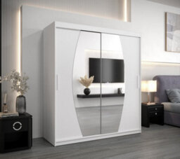 Arte Elypse Contemporary 2 Mirrored Sliding Door Wardrobe 9 Shelves 2 Rails White (H)2000mm (W)1800mm (D)620mm - thumbnail 2
