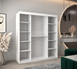 Arte Elypse Contemporary 2 Mirrored Sliding Door Wardrobe 9 Shelves 2 Rails White (H)2000mm (W)1800mm (D)620mm - thumbnail 3