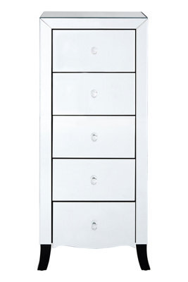 Orsina Stylish 5 Drawer Chest For Storing Items, Spacious Mirror Surfaced Chest, Versatile Silver Finished Chest - image 1