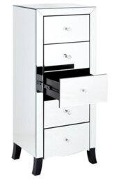 Orsina Stylish 5 Drawer Chest For Storing Items, Spacious Mirror Surfaced Chest, Versatile Silver Finished Chest - thumbnail 5