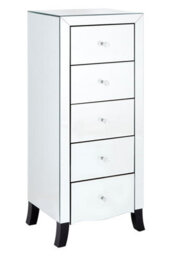 Orsina Stylish 5 Drawer Chest For Storing Items, Spacious Mirror Surfaced Chest, Versatile Silver Finished Chest - thumbnail 2