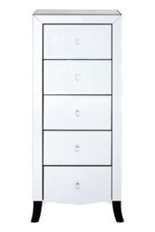 Orsina Stylish 5 Drawer Chest For Storing Items, Spacious Mirror Surfaced Chest, Versatile Silver Finished Chest - thumbnail 1