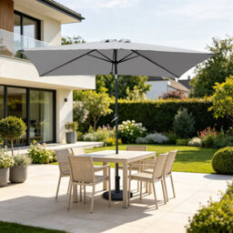 VRUC Outdoor Patio Garden Parasol Sun Shade Umbrella With Crank Handle & Tilt 2X3M Grey - thumbnail 1