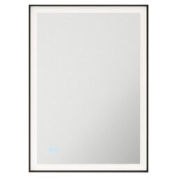 500mm X 700mm Ip44 Matt Black Led Bathroom Mirror With Demister And Tunable White Light - thumbnail 2