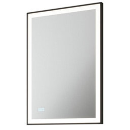 500mm X 700mm Ip44 Matt Black Led Bathroom Mirror With Demister And Tunable White Light - thumbnail 1