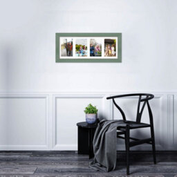 AK Frames 50X20Cm Green Classic Multi Photo Frame With White Mount - Holds 4 Apertures (4X) 6X4 Photos - thumbnail 3