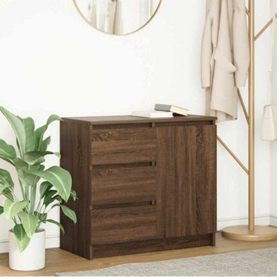 Berkfield Sideboard With Drawer Brown Oak 71X35X65 Cm Engineered Wood - image 1