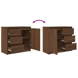 Berkfield Sideboard With Drawer Brown Oak 71X35X65 Cm Engineered Wood - thumbnail 9