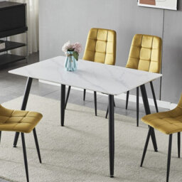 Urbn-Living Urbnliving 120Cm Width White Matt Modern 4 Seater Ceramic Square Shape Top Kitchen & Dining Room Table