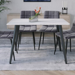 Urbn-Living Urbnliving 120Cm Width White Matt Modern 4 Seater Ceramic Square Shape Top Kitchen & Dining Room Table - thumbnail 4