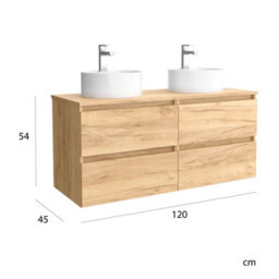 Cygnus bath Bequia Vanity Unit 120Cm Oak Worktop Basin Ceramic - thumbnail 5