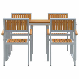 Berkfield Garden Dining Set 5 Pcs Grey And Brown 140 X 80 X 75 Cm - thumbnail 7