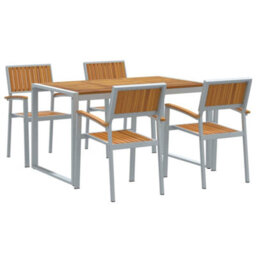Berkfield Garden Dining Set 5 Pcs Grey And Brown 140 X 80 X 75 Cm - thumbnail 2