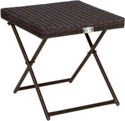 Evre Capri Folding Side Rattan Table Outdoor,gardens, Camping Lightweight Wicker & Portable - Brown