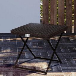 Evre Capri Folding Side Rattan Table Outdoor,gardens, Camping Lightweight Wicker & Portable - Brown - thumbnail 2