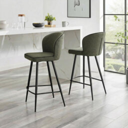 Furniturebox Uk 2X Catriona Grey Fabric Bar Chairs - thumbnail 1