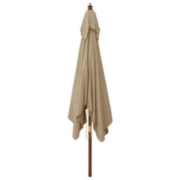 Berkfield Garden Parasol With Wooden Pole Taupe 300X300X273 Cm - thumbnail 4