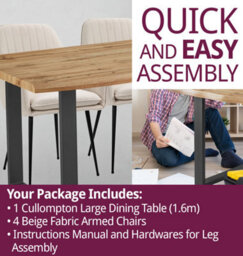 Hallowood Furniture Cullompton Large Dining Table With Live Edge Effect And 4 Beige Armed Chair - thumbnail 7