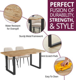 Hallowood Furniture Cullompton Large Dining Table With Live Edge Effect And 4 Beige Armed Chair - thumbnail 2