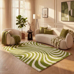 The Rugs Joli Green And White Striped Rug Soft Dense Pile Easy To Clean And Pet Friendly For Living Rooms And Bedrooms - thumbnail 8