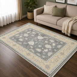 Vintage Washable Area Rug 160X230Cm Cm Non Slip Oriental Pattern Soft Short Pile Carpet For Home Bedroom Living Room Kitchen - thumbnail 1