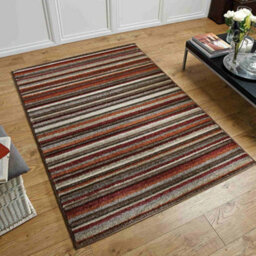 Melrose Salerno Orange Red Striped Pattern Design Medium Indoor Area Rug 120/170Cm - thumbnail 1