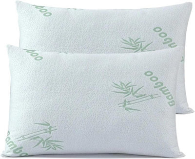 Bamboo Memory Foam Pillow Removable & Washable Zip Cover Head & Neck L60Cm X W40Cm (2 Pack) - image 1