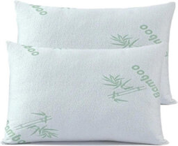 Bamboo Memory Foam Pillow Removable & Washable Zip Cover Head & Neck L60Cm X W40Cm (2 Pack)