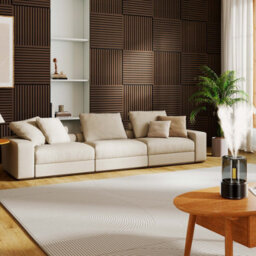 AVER-GROWTH 4-Piece Set Of Contemporary Wooden Acoustic Wall Panels 60 X 60 Centimetres Light Grey Oak Finish