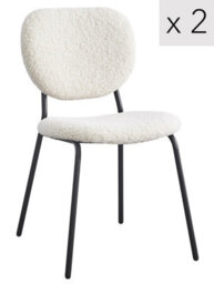 Nordlys Set Of 2 White Bouclé Dining Chairs Modern Design Style Dining Room - thumbnail 2