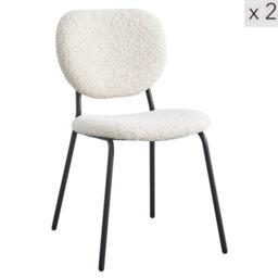 Nordlys Set Of 2 White Bouclé Dining Chairs Modern Design Style Dining Room - thumbnail 1