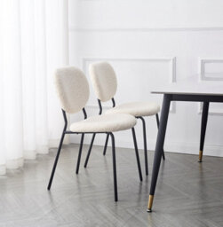 Nordlys Set Of 2 White Bouclé Dining Chairs Modern Design Style Dining Room - thumbnail 4