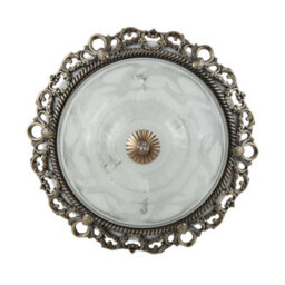 Happy Homewares Traditional And Classic Antique Brass And Floral Glass Flush Ceiling Light - thumbnail 5