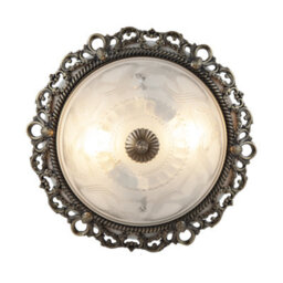 Happy Homewares Traditional And Classic Antique Brass And Floral Glass Flush Ceiling Light - thumbnail 4