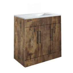 Homestylestore 810mm Dark Oak Floorstanding Bathroom Vanity Unit And Black T Bar Handle - thumbnail 1