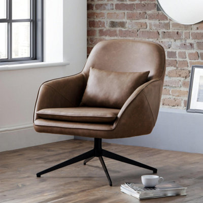 Julian Bowen Bowery Upholstered Swivel Accent Chair - Brown Faux Leather - image 1