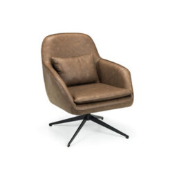 Julian Bowen Bowery Upholstered Swivel Accent Chair - Brown Faux Leather - thumbnail 2