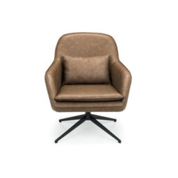Julian Bowen Bowery Upholstered Swivel Accent Chair - Brown Faux Leather - thumbnail 3