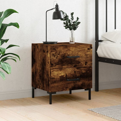 Berkfield Bedside Cabinet Smoked Oak 40X35X47.5 Cm Engineered Wood - image 1