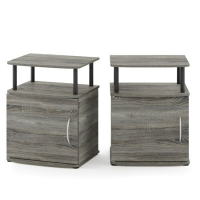 Walplus Andrey End Table Nightstand Set Of 2 With Fabric Bin Drawers, Espresso/brown - image 1