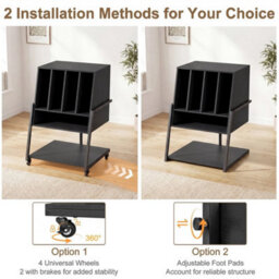 Record Player Stand Record Storage Table With Charging Station - thumbnail 6