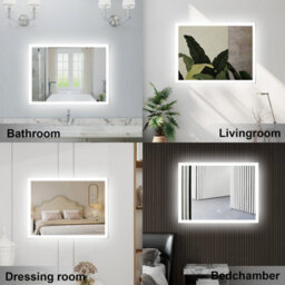 Probaty Bathrooms Backlit Led Mirror 80X60Cm With Dimmable 3-Color Temperature,anti-Fog Ip44,rectangle Wall Mounted,touch Switch - thumbnail 5