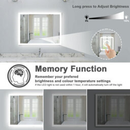 Probaty Bathrooms Backlit Led Mirror 80X60Cm With Dimmable 3-Color Temperature,anti-Fog Ip44,rectangle Wall Mounted,touch Switch - thumbnail 3