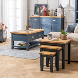 The Furniture Market Westbury Blue Painted Nest Of 3 Tables - thumbnail 3